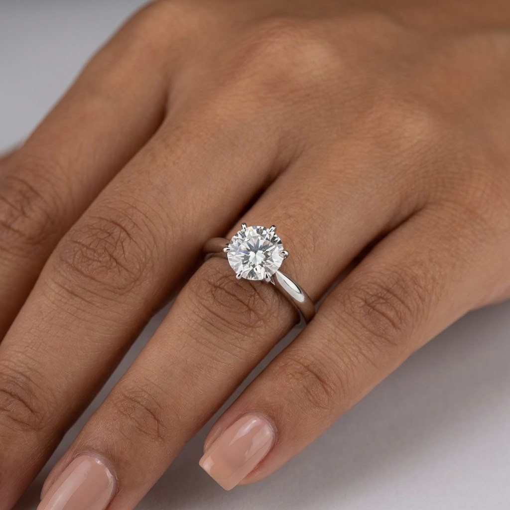 Solitaire Engagement Ring Platinum Classic 1.20 CT Round Lab-Grown Diamond I VS1