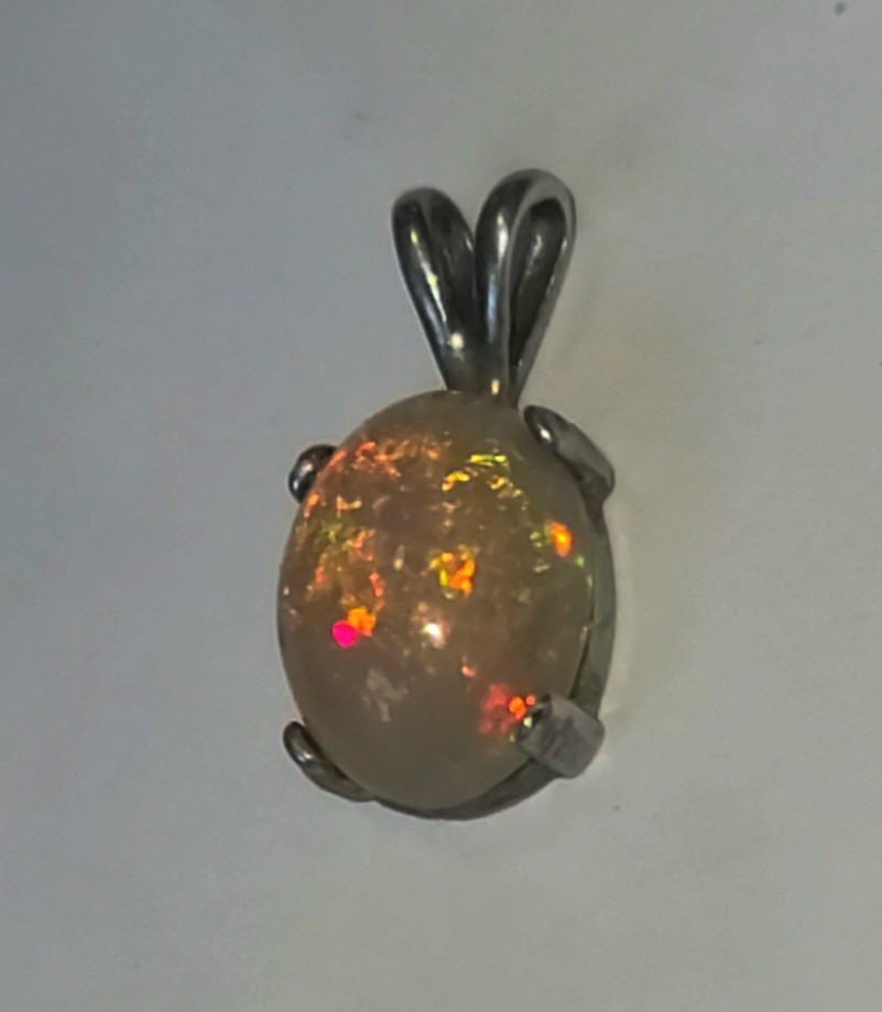 Ethiopian Fire Opal Pendant Natural 11X9 / 925 Sterling Silver (SEE DETAILS)
