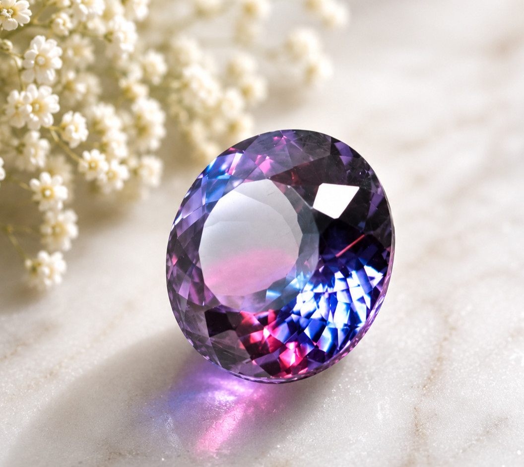 12CT Russian Alexandrite Round Cut | Purple Pink Blue Color Changing Gemstone