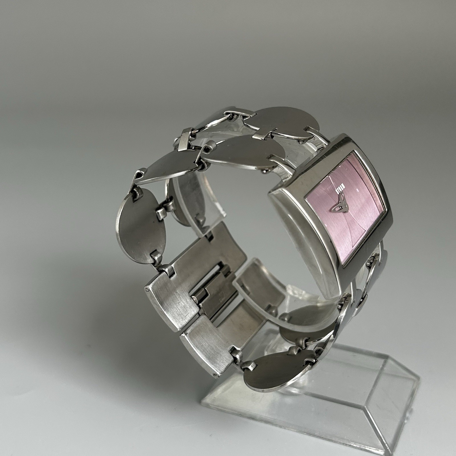 Storm Womens Watch Angel Silver S.Steel Rectangle Purple Dial Quartz New Battery
