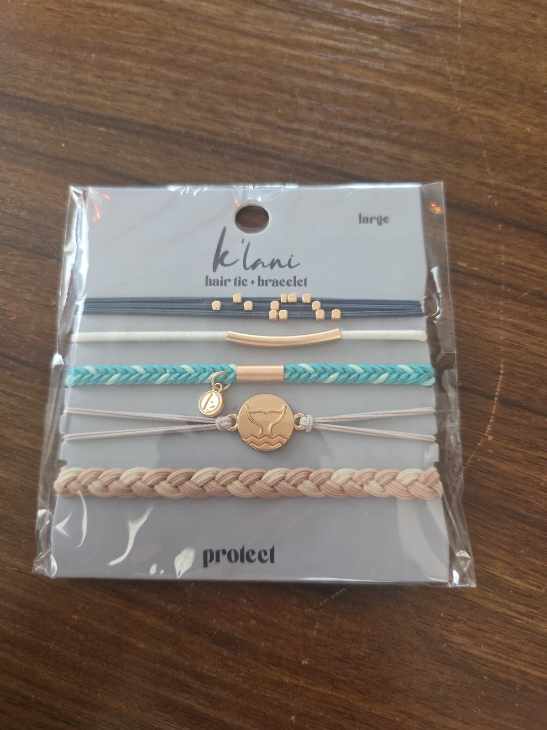 Klani “Focus” Hair Tie + Bracelet Set, Small, Multicolor Braided Beaded Charm