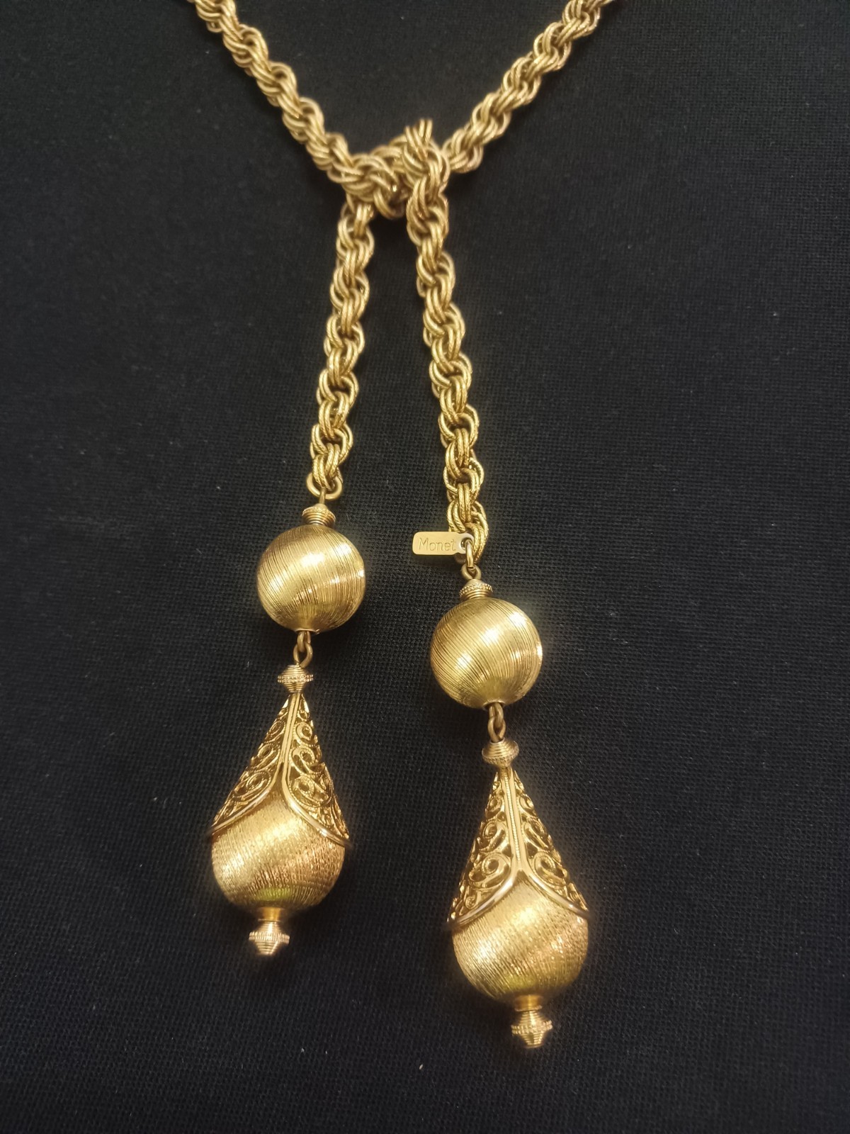 VTG 1961 Monet Bolero Gold Tone Lariat Necklace The Master Jewelers Book Piece