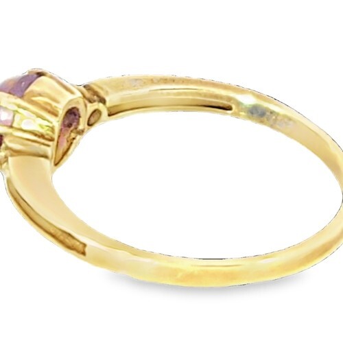 Pink Star Sapphire and Ruby Natural Genuine Gemstone ,14 kt yellow Ring H70