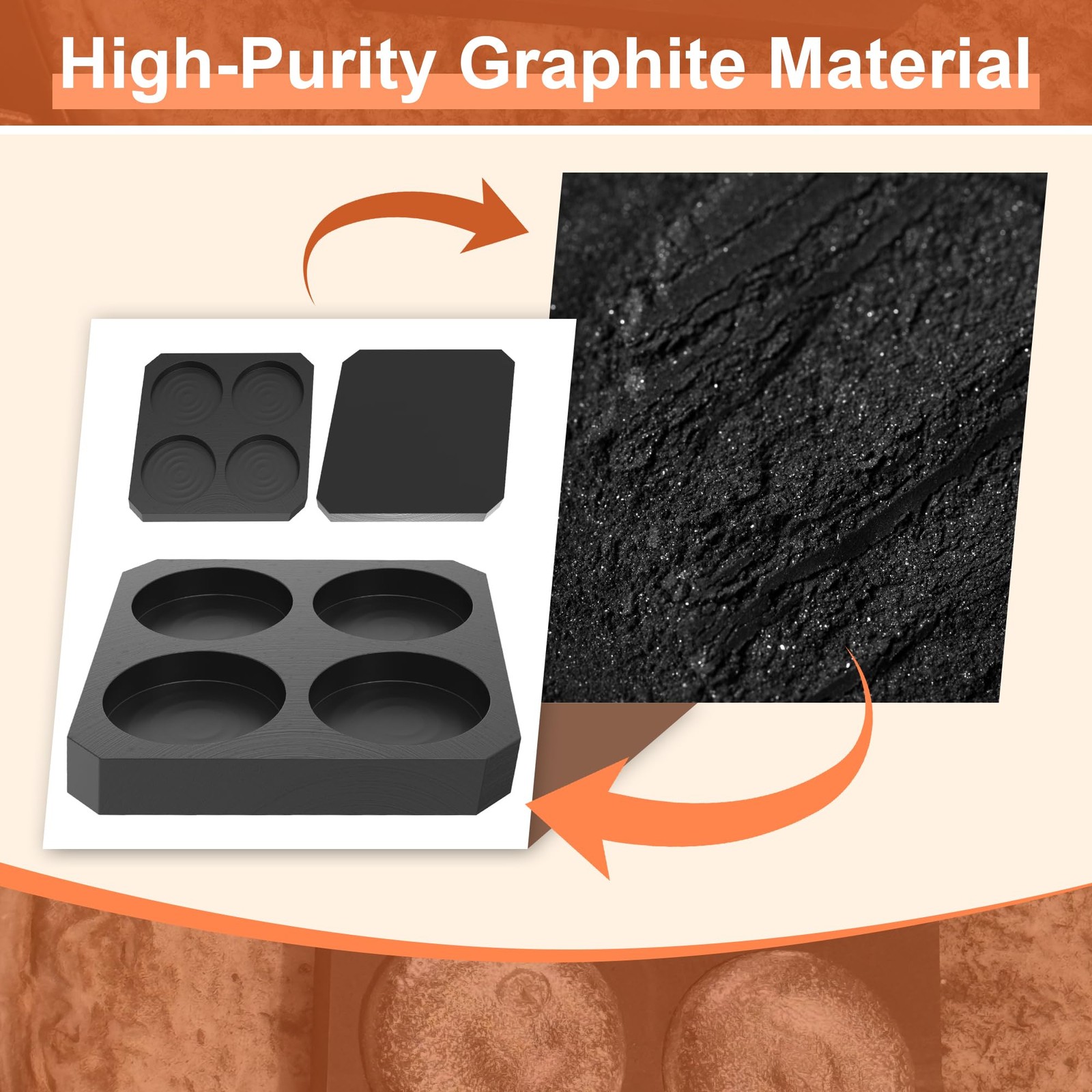 Nelyrho Graphite Ingot Mold, 3.74″ x 3.74″ x 0.55″, 1.57″ Round Coin Mold, Hi…