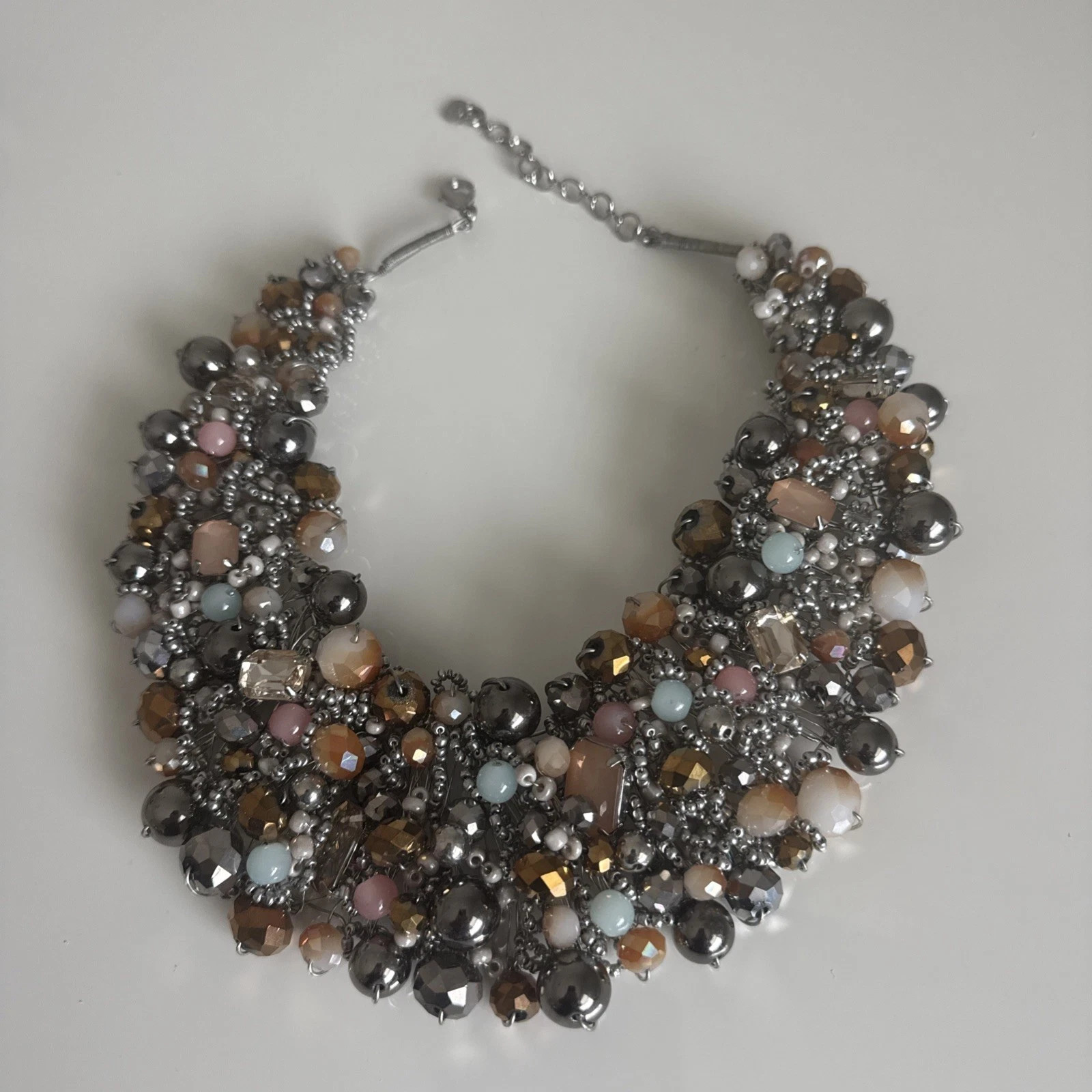 Aldo Beaded Multicolored Dramatic Statement Bib Collar Necklace