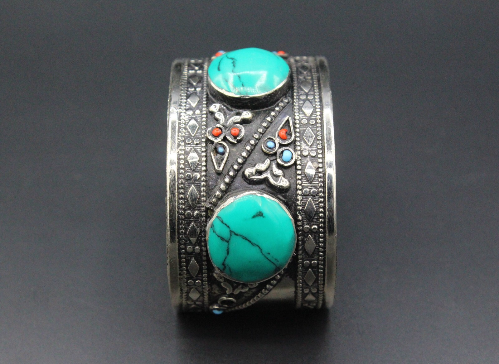 Afghan Cuff Bracelet, Malachite Stones Cuff Bracelet, Boho Cuff Bracelet #B04