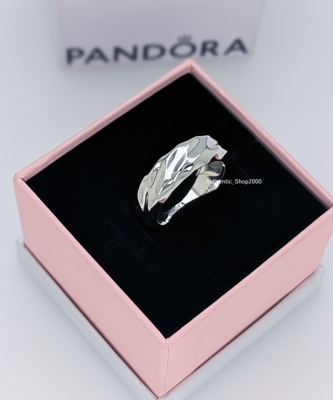 New 100% Authentic PANDORA Essence 925 Ale Wavy Rippled Wide Band Ring 193886C00