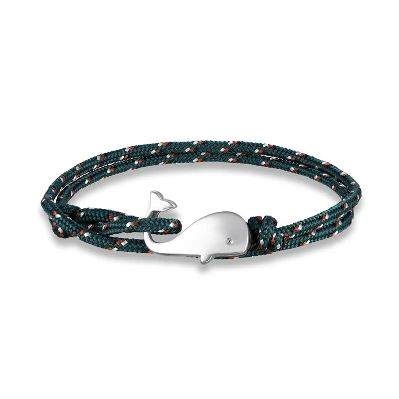 Paracord Rope Bracelet Men Silver Tone Wrap Layered Strand Metal Jewelry