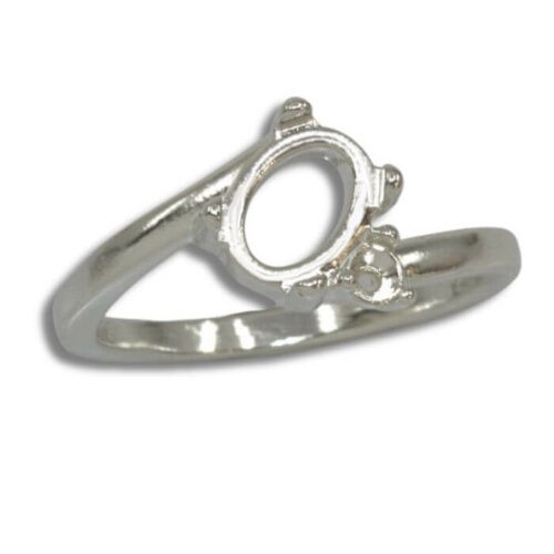 (8x6mm – 10x8mm) Oval Cabochon Bypass Accent Ring Mounting (Size 4 – 11)