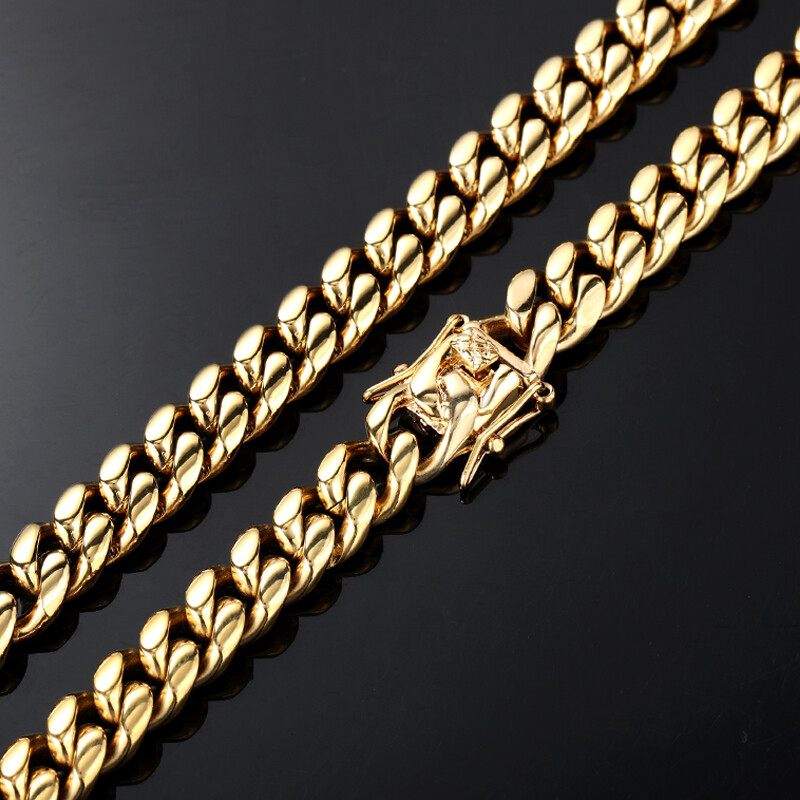 Men’s Miami Cuban Link Bracelet Chain 14K/18K Gold Plated Stainless Steel 4-14MM