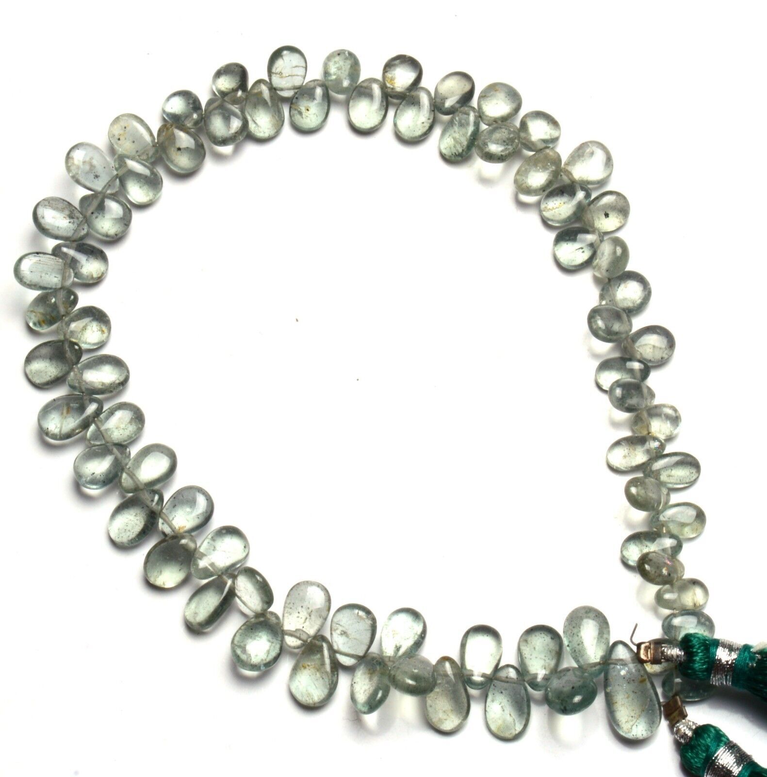 Natural Gem Moss Aquamarine Smooth 7x5MM Approx. Pear Shape Briolette Beads 9.5″