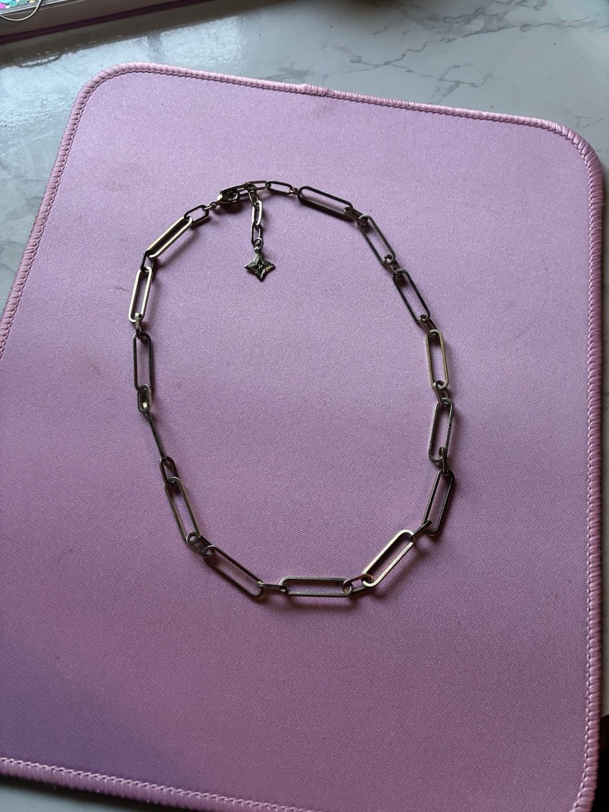 Silver-Tone Paperclip Chain Necklace Star Charm Adjustable Lobster Closure
