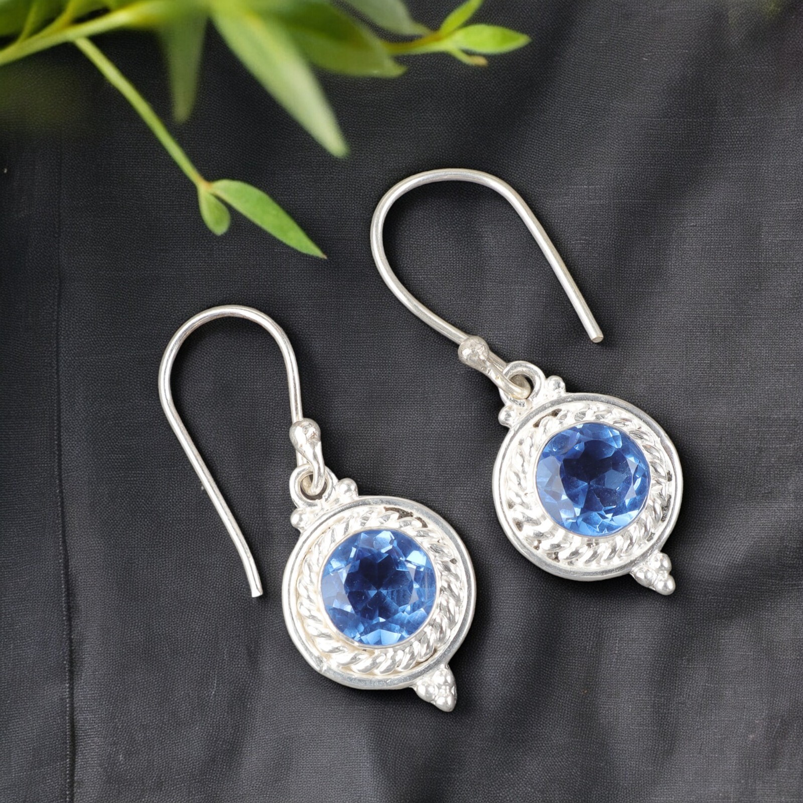 Tanzanite Gemstone Earrings 925 Solid Silver Handmade Daily Wear Jewelry 1.43″