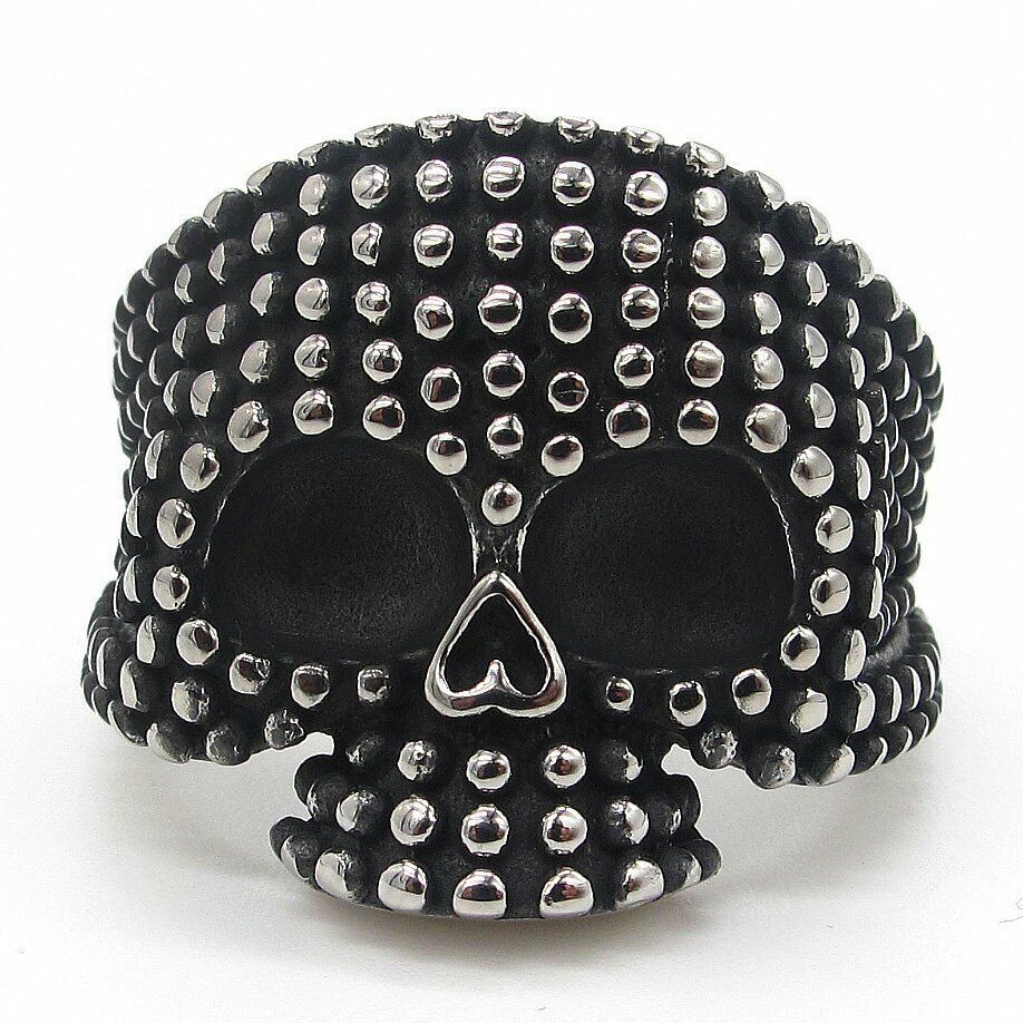 MENDEL Gothic Mens Black Biker Punk Skull Ring For Men Size 7 8 9 10 11 12 13 15