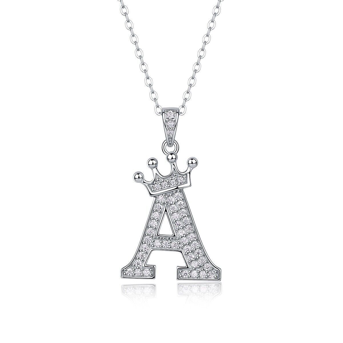 D Color Moissanite 26 Letter Pendant Necklace 925 Sterling Silver Pass Tester