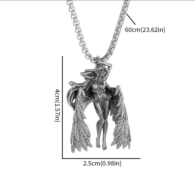 Gaia Angel Jewelry Vintage Silvery Sexy Goddess Standing Pendant Necklace