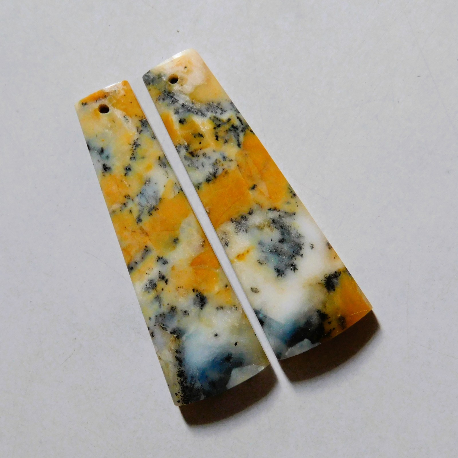 46.25 Cts Natural Dendrite Agate Drilled Cabochon Match Pair Gemstone 43.5X13.6M