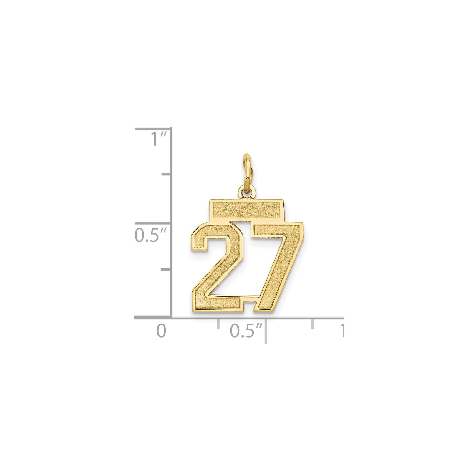 14k Yellow Gold Number 27 Pendant Charm Unisex Block Font Small 0.57g