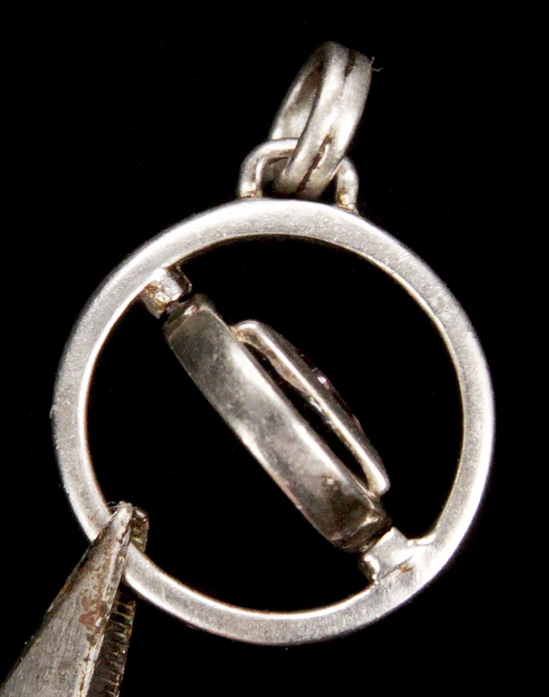 Vintage PSCL Peter Stone 925 Sterling Silver Amethyst Spinner Pendant Charm AA