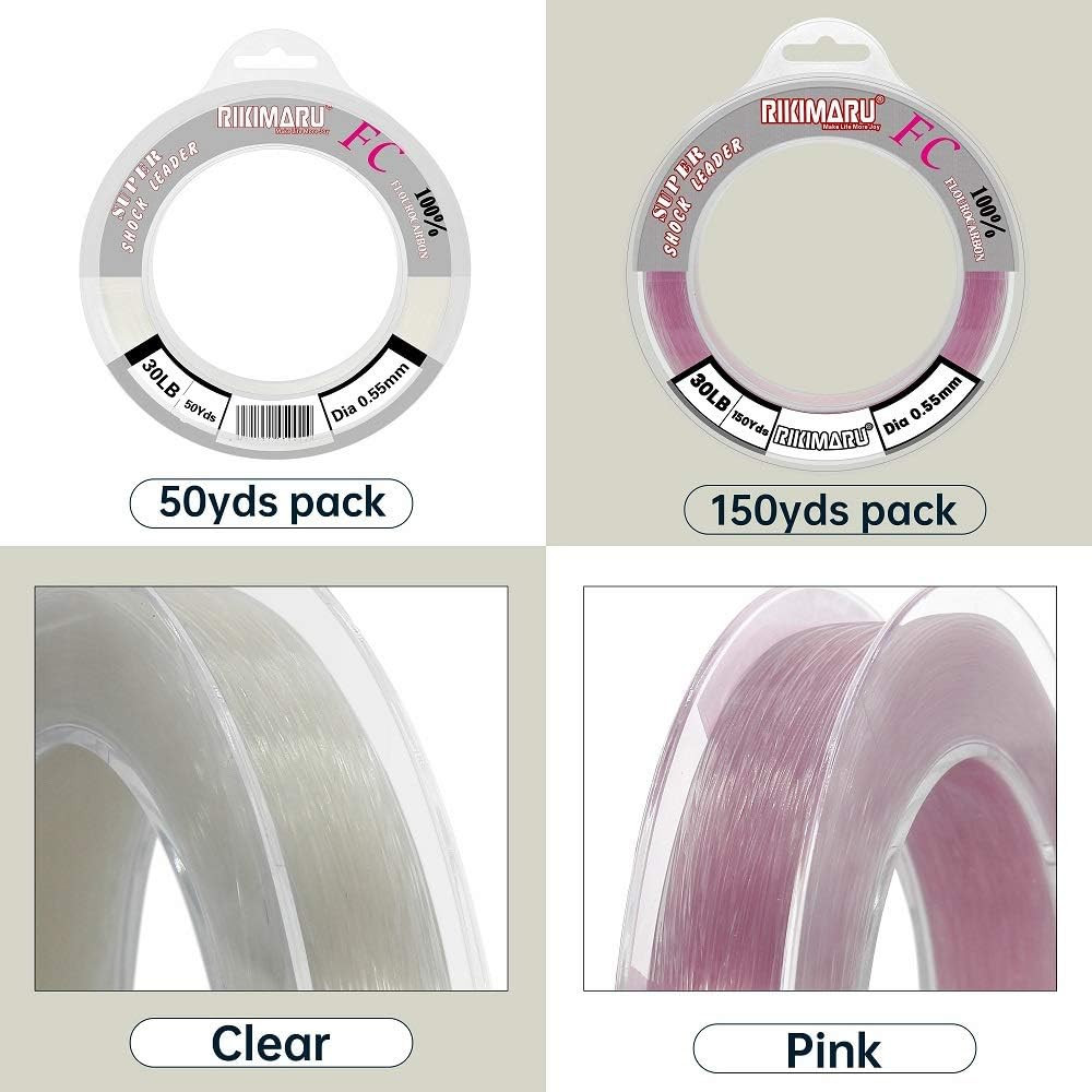 FC 100% Fluorocarbon Pure Shock Resistant, Sinks Faster than Mono, Leader Materi