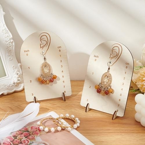 2 Pcs Earring Measurement Display Stand 3.5x2x5 Wood Ear Stud Stand 3.5x2x5″