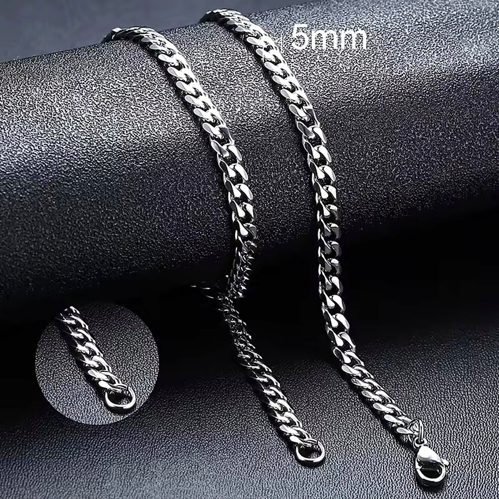 Mens Womens Cuban Link & Rope Chain Necklace Stainless Steel Silver Gold Black