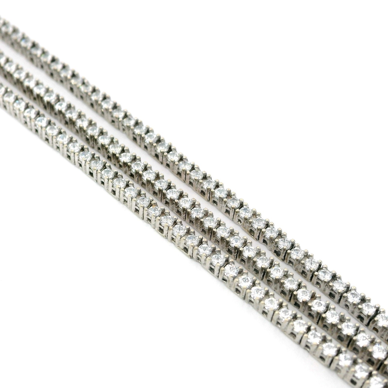 Ladies Zircon Bracelet, 3 Row Tennis Bracelet, White Gold 585 14KT