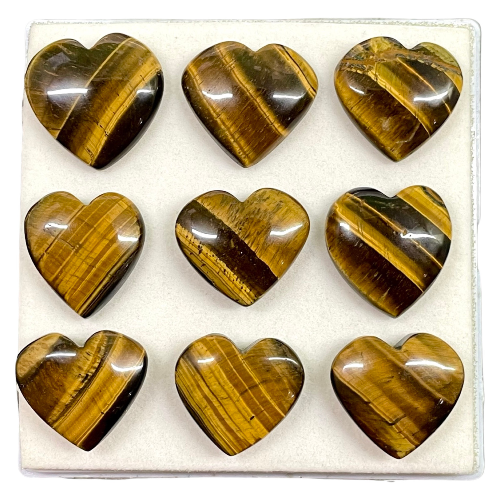 9 Pcs Natural Tiger Eye 22-25mm Huge Heart Shape Pendant Size Gemstones Lot