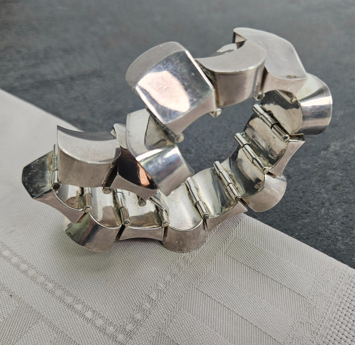 Sterling Silver Taxco Mexico TM-153 Antonio Pineda Design Panel Bracelet 7″