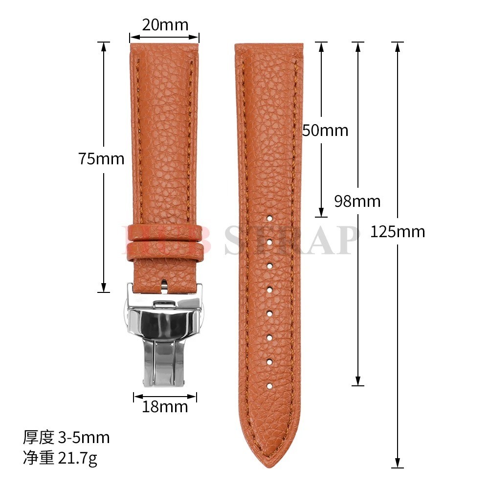Calfskin Litchi Leather Watchband 16/19/21/24mm 18mm 20mm 22mm Watch Strap for M