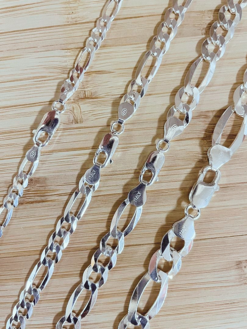 ULTRA FIGARO 5 to 10.2mm 925 STERLING SILVER “ITALY” ALL LENGTHS Men’s Boys