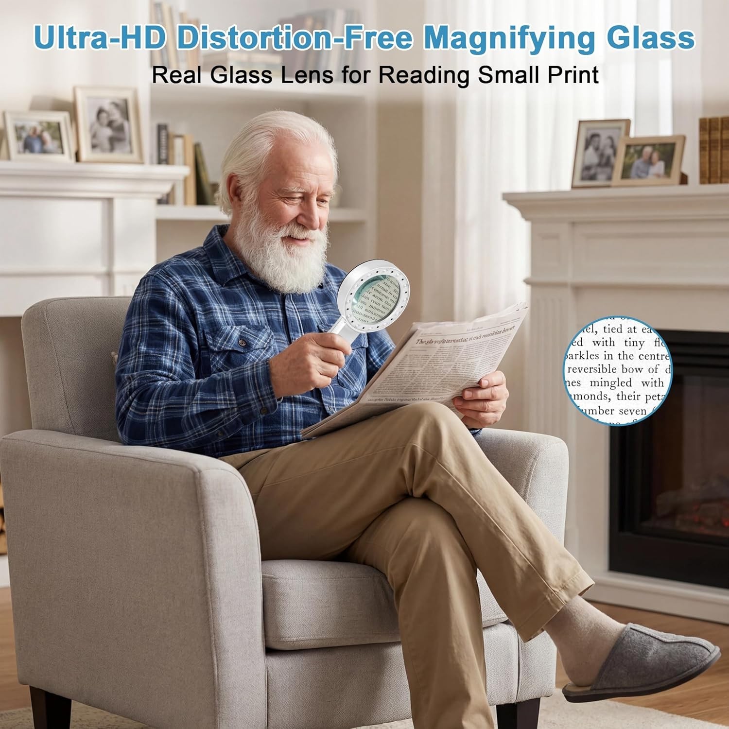 Ultra-Clear Optical Lens Handheld Magnifier – 12 LED for All Ages & Hobbies