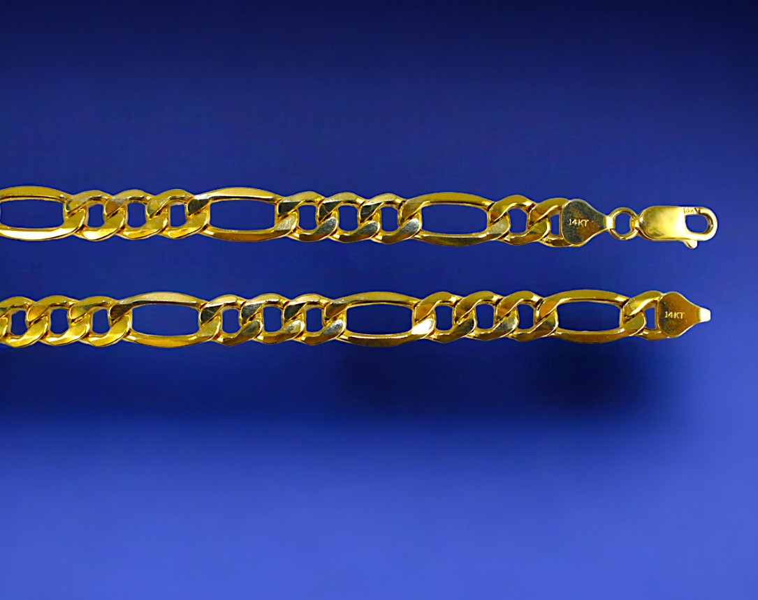 14K Yellow Gold Figaro Necklace Bracelet Chain Italian Real 1.5mm-12mm 7″-30″