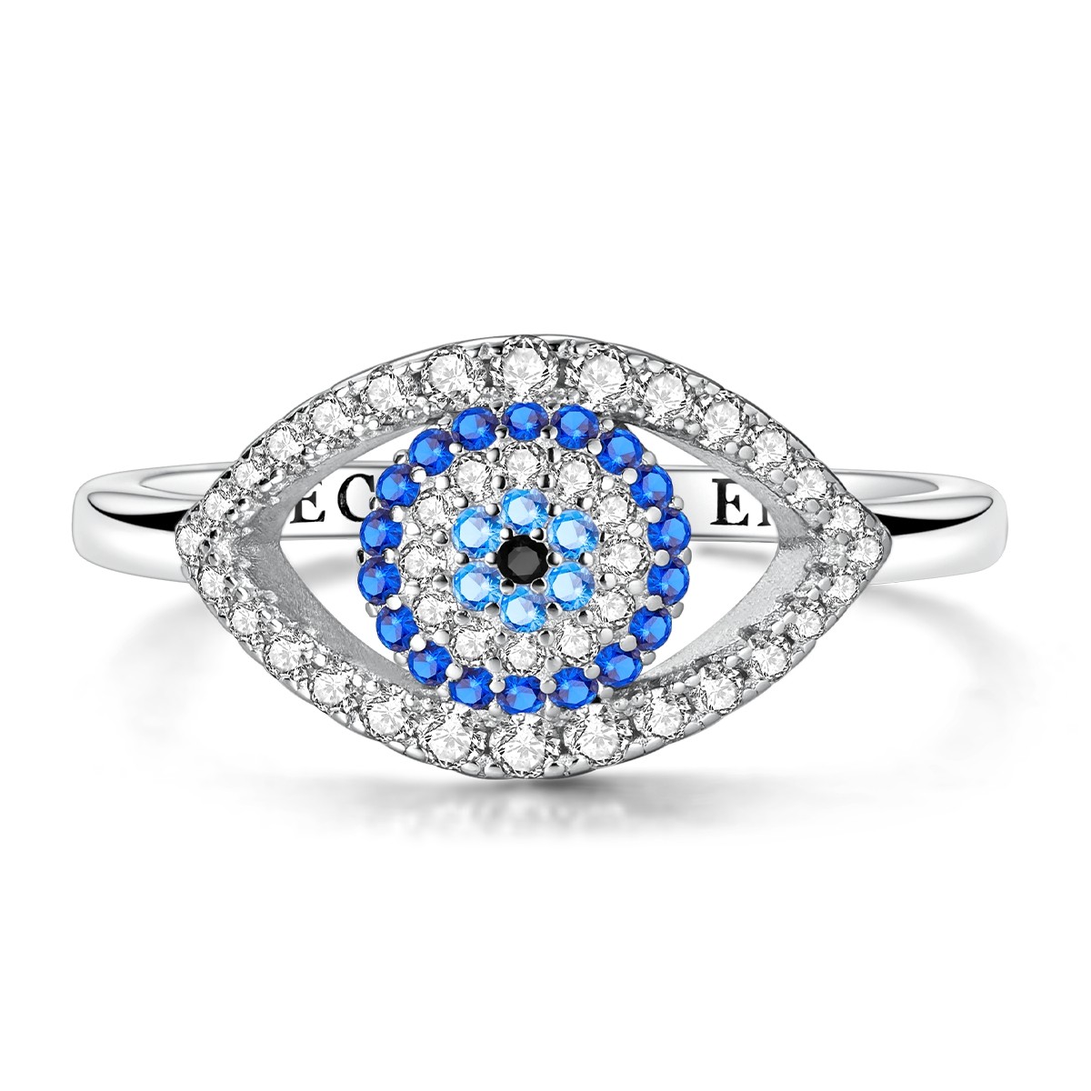 LAZA Original 925 Sterling Silver Finger Ring Blue Devil’s Eye for Women Jewelry