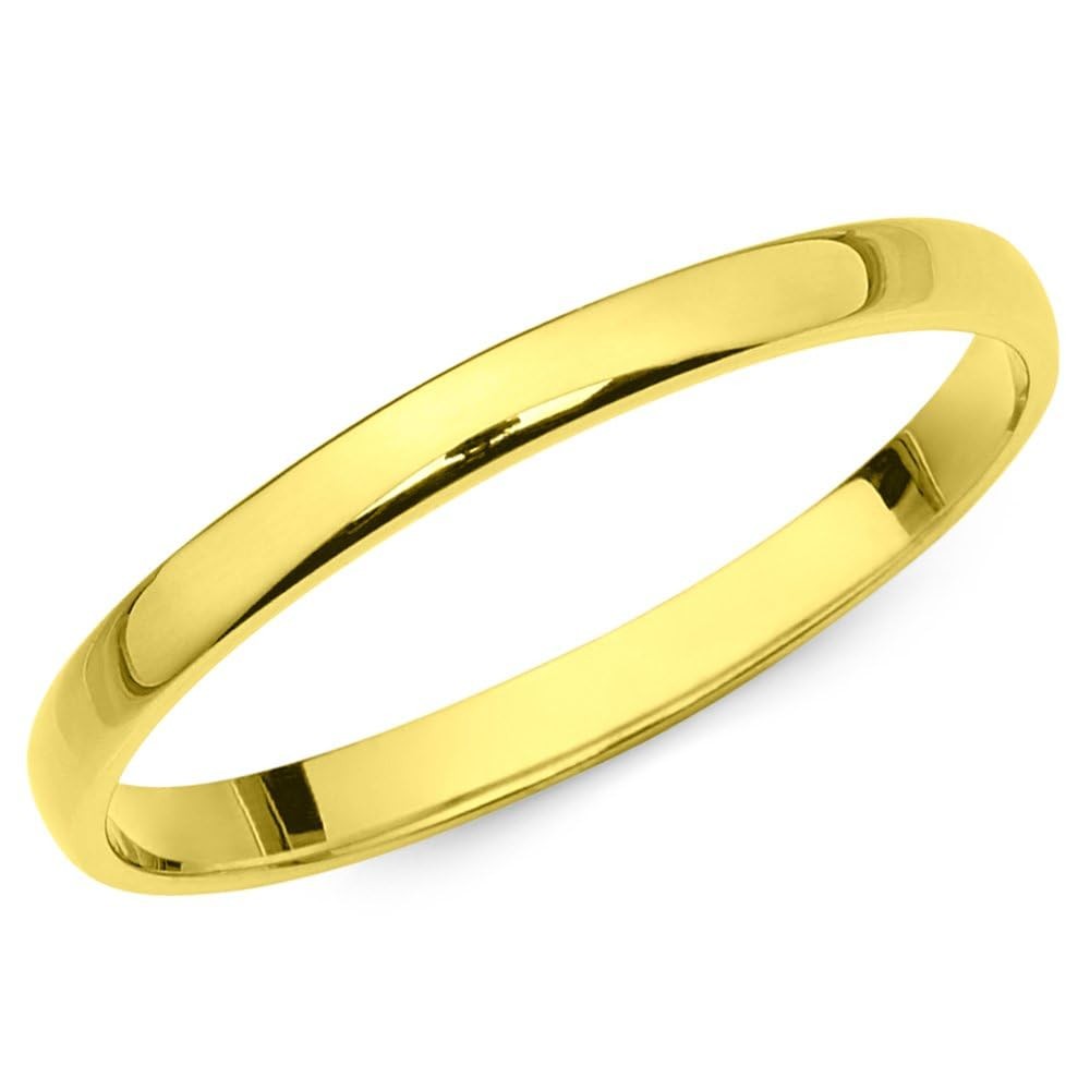 10k Yellow Gold 2mm Light Comfort Fit Plain Wedding Band – Size 10