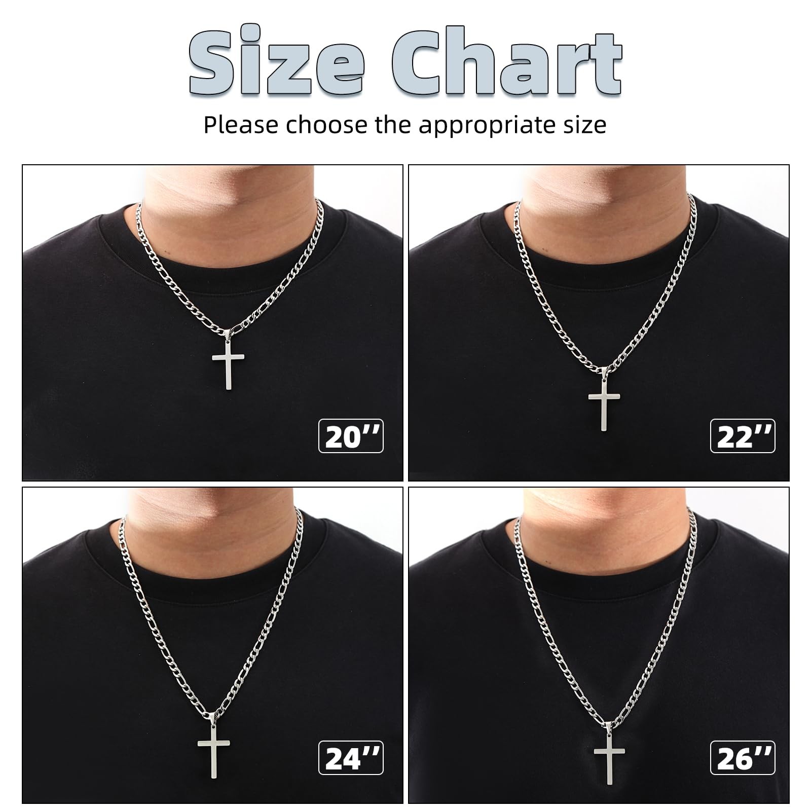 Crucifijo Cadenas De Oro Cubana Para Hombre Collar Plata Acero Inoxidable Men