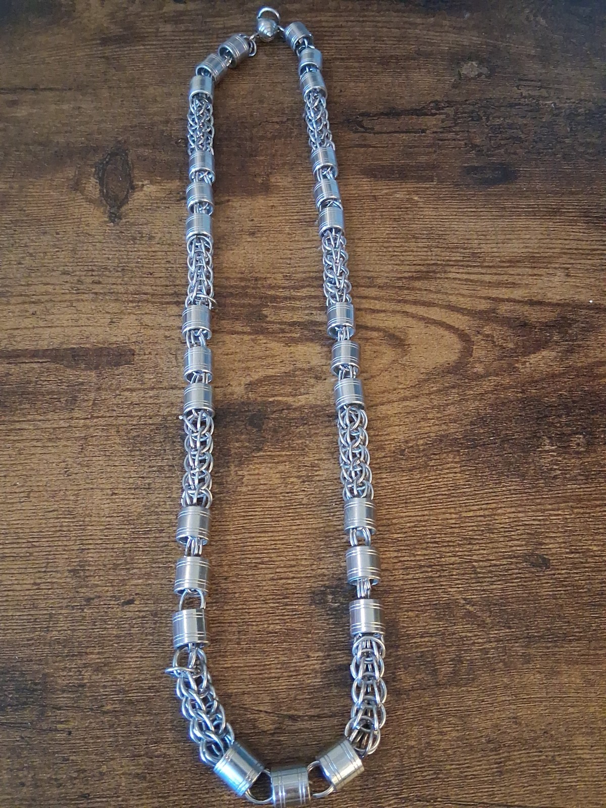 !!! Heavy Metal Necklace Solid Design Unique & Cool Silver Color 173 Grams !!!!