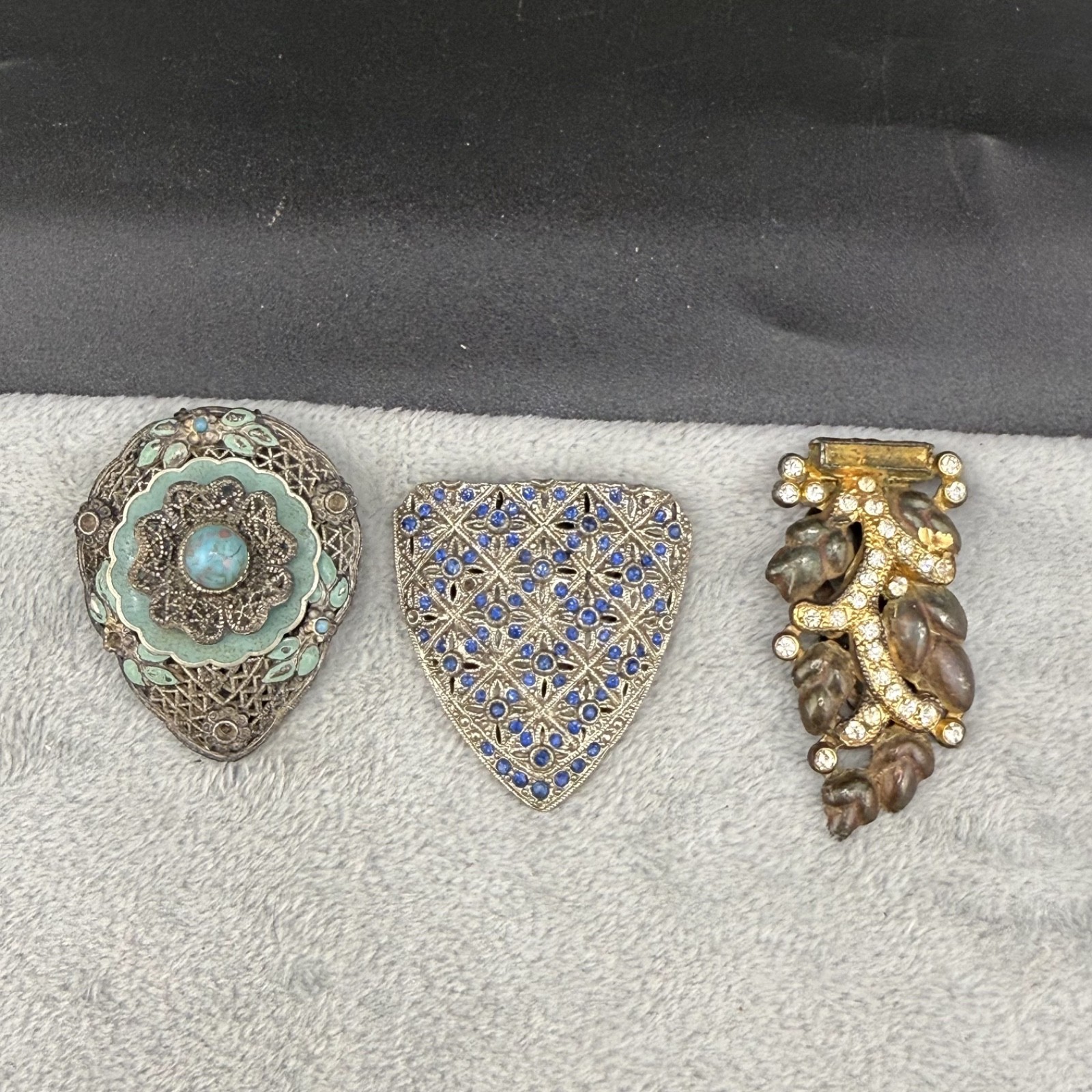 Vintage Dress Clip Lot Rhinestone Enamel