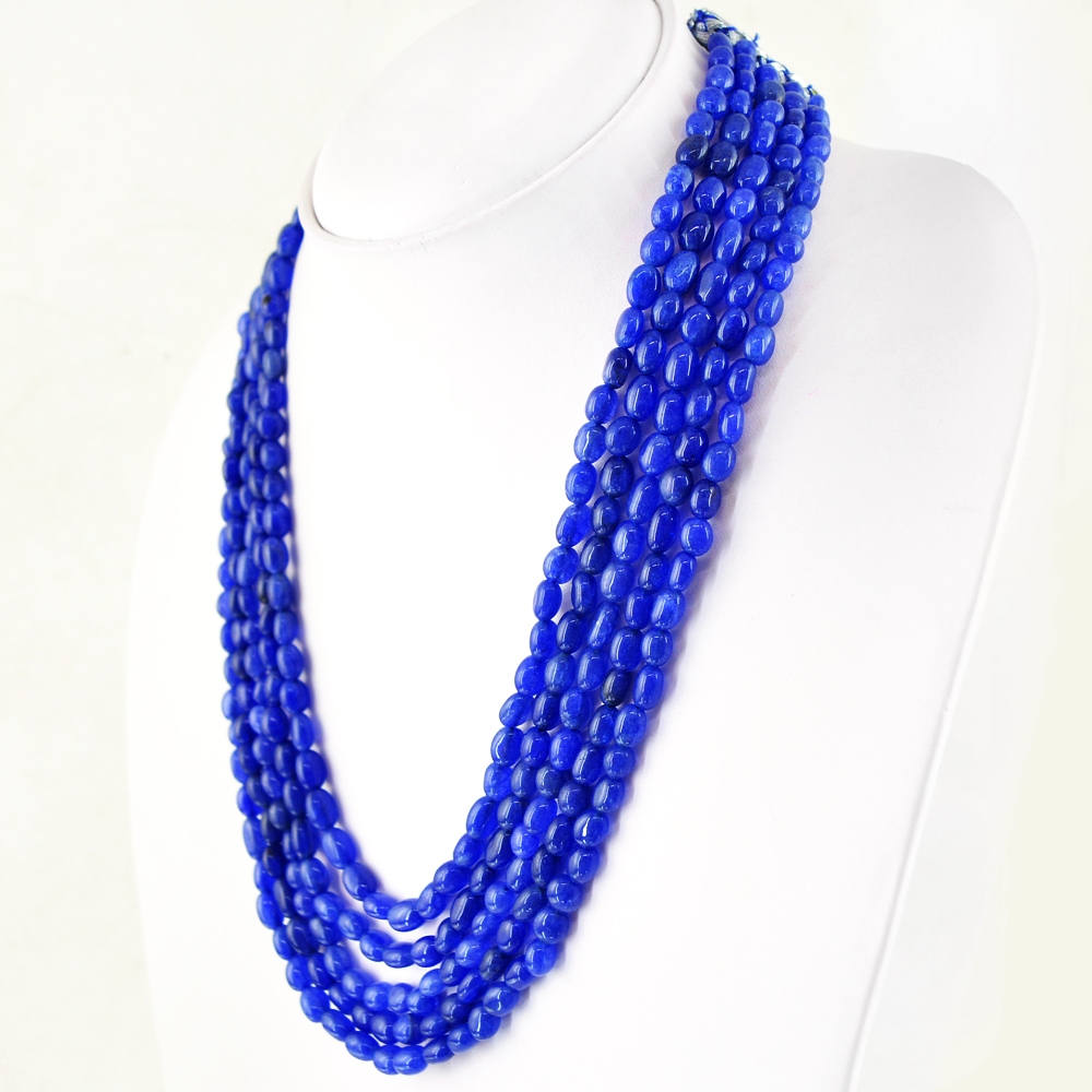 459.00 CTS EARTH MINED ENHANCED SAPPHIRE OVAL SHAPE BEADS NECKLACE