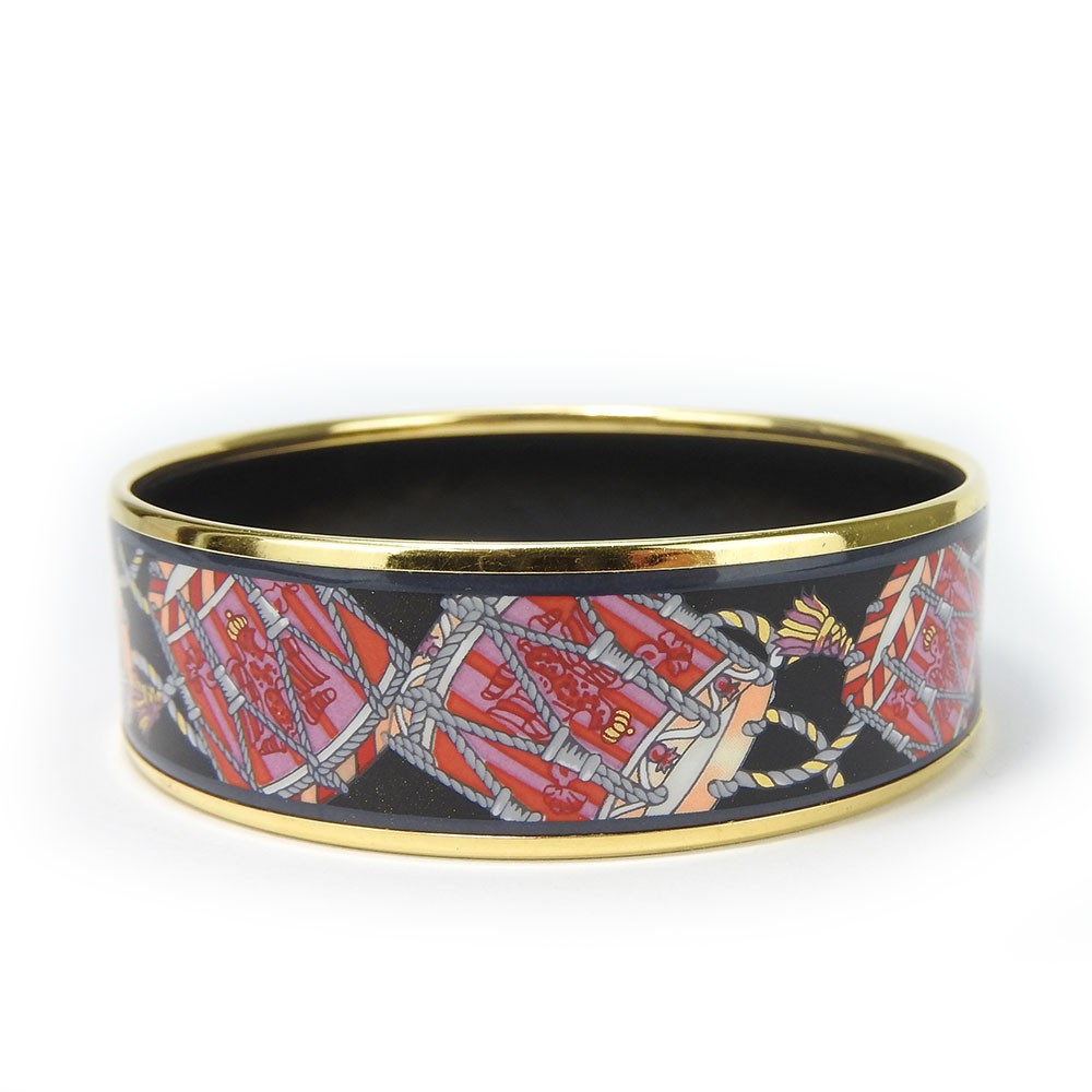 USED HERMES bracelet Emilel GM metal 36.3g multicolor black drum