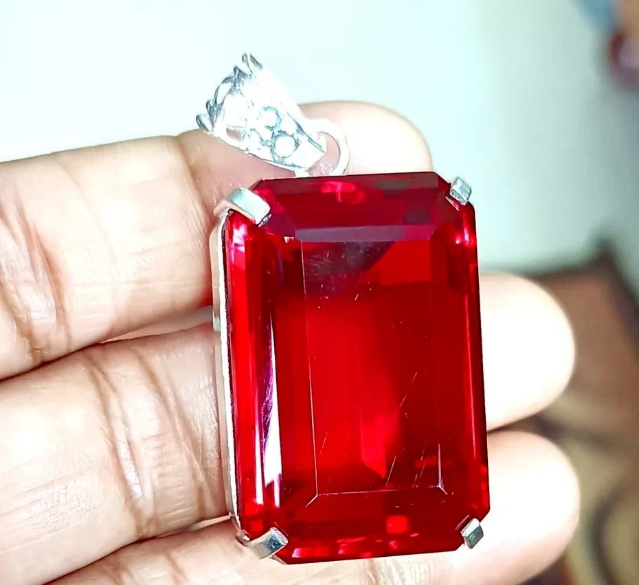 Mozambique Garnet Gemstone Handmade 925 Sterling Silver Jewelry Pendant 2.0″