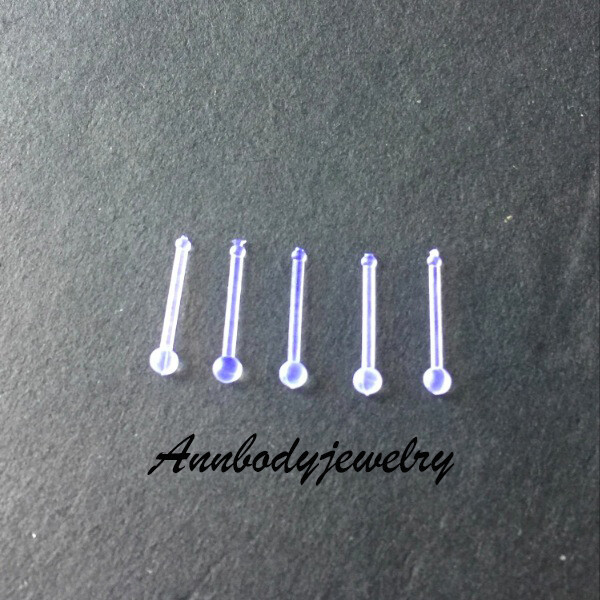 22G 20G 18G 8mm Bioplast Nose Bone STUD Clear Flexible Retainer 2mm Ball