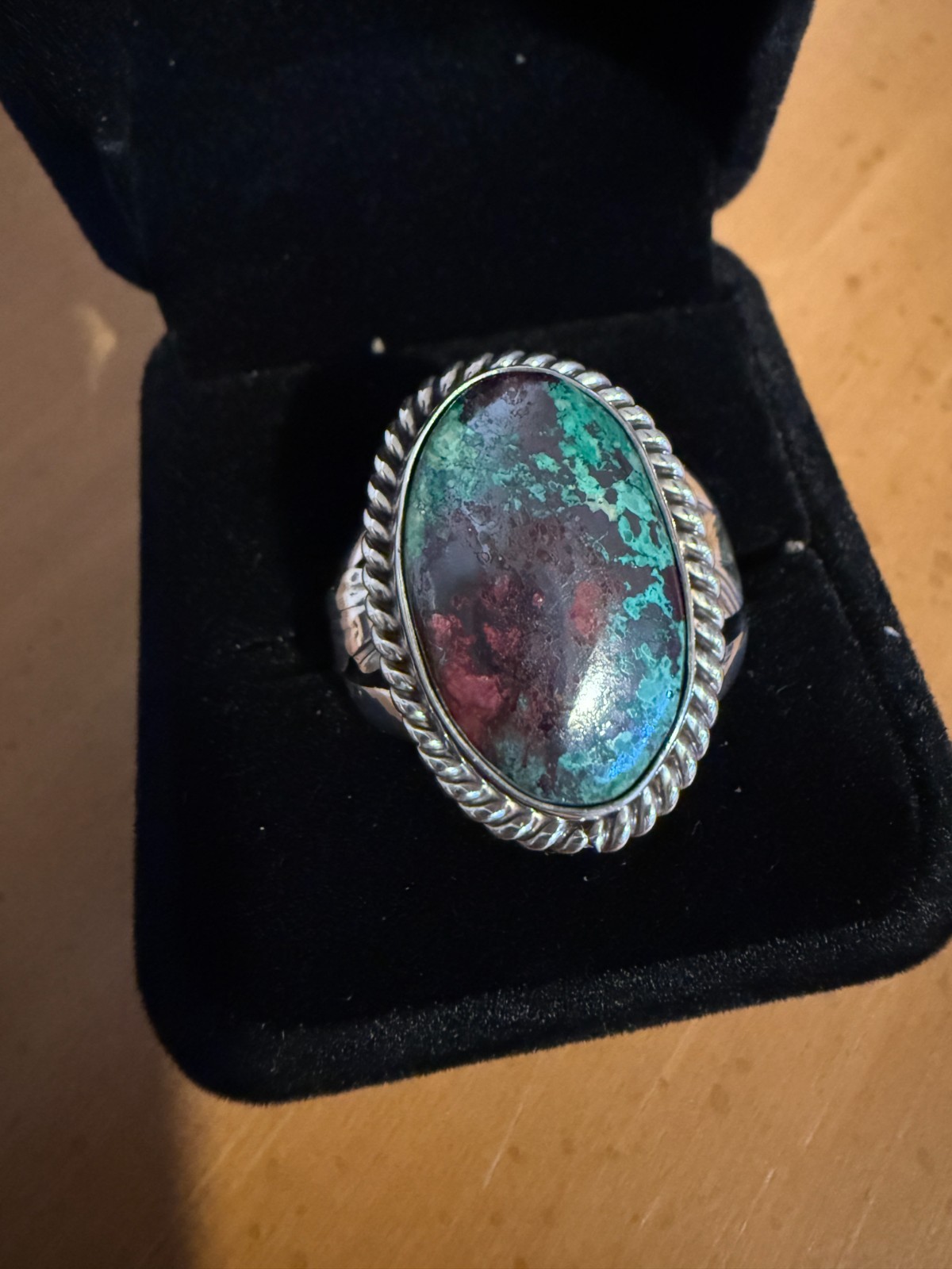 Navajo Justin Morris CUPRITE Sterling Silver Ring – Size 11.75