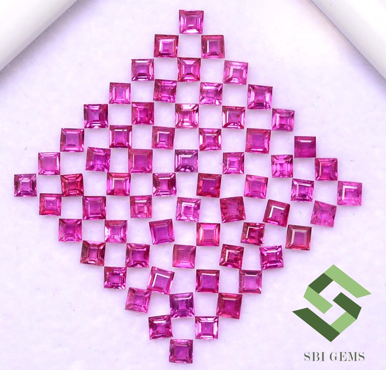 2×2 mm Natural Ruby Square Cut Lot 25 Pcs 1.64 CTS Calibrated Loose Gemstones