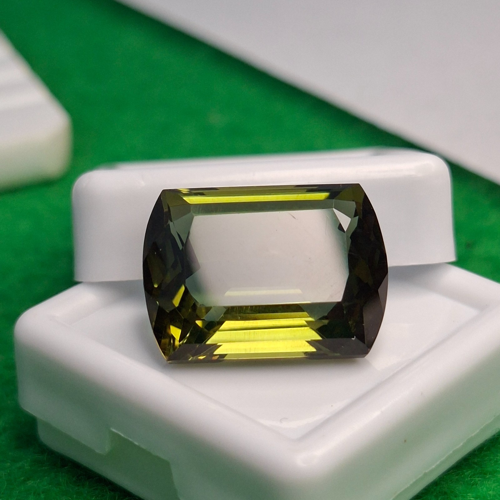 16-18 Carat Natural Green Tourmaline Fancy Cut Certified Loose Gemstone GB103