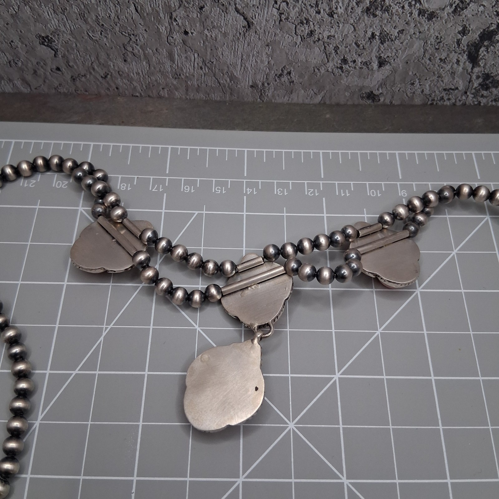 Pink Conch Lariat Necklace 5mm Navajo Pearls 50g Sterling Silver Southwestern