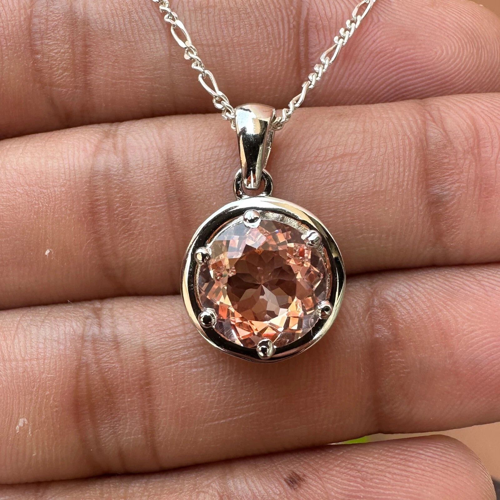 20 Ct Padparadscha Sapphire Pendant Sterling Silver-Natural Certified Jewellery