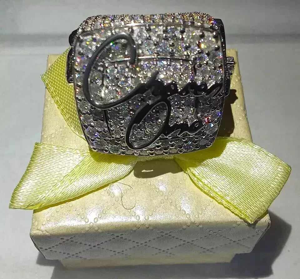 3.88Ct Round Simulated Diamond 14k White Gold Plated Customize Hip-Hop Band Ring