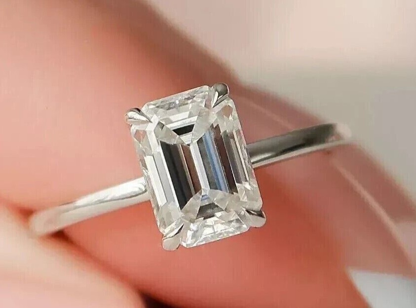 1.50Ct Emerald IGI Certified Lab Grown Diamond Hidden Halo Ring 14k White Gold