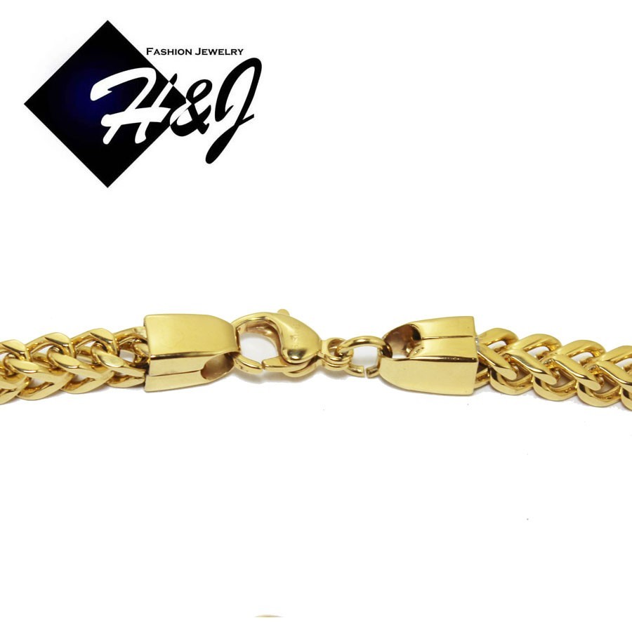 MEN Stainless Steel 6mm Gold Plated Franco Box Cuban Chain Necklace*24″30″36″